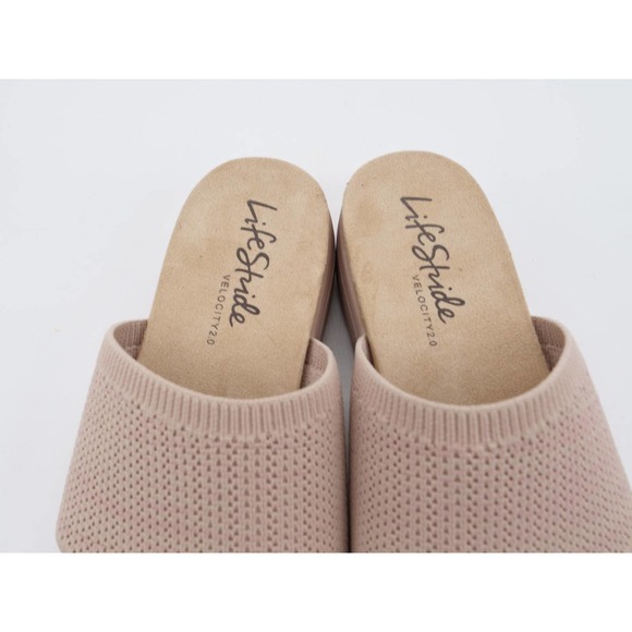 LifeStride Sandals Womens 10 Beige Fabric Platform Wedge Heel Toe Post Poolside - Picture 7 of 10